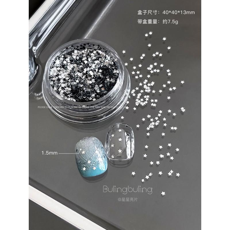 Mini Star Sequin Nail Art Charms Shiny Iridescent Pentagram Ultra-thin Shell Stickers