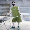 Комплект летней одежды для детей и мальчиков Летний жилет Спортивные шорты без рукавов для мальчиков Комплект из двух предметов