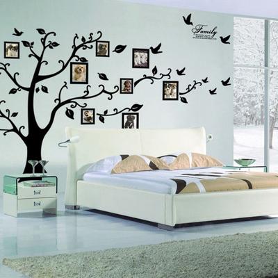 Большой 250*180 см/99*71 дюймов черный 3D DIY фото дерево ПВХ настенные наклейки/клейкие семейные настенные наклейки настенная живопись домашний декор
