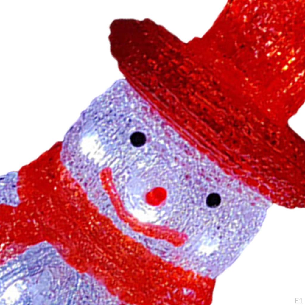Christmas Glowing Snowman Decoration Decor for Room Indoor Outdoor Red Hat Height 22cm