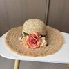 Summer French raffia hat women's summer vacation versatile sun hat flower big brim sun protection beach hat