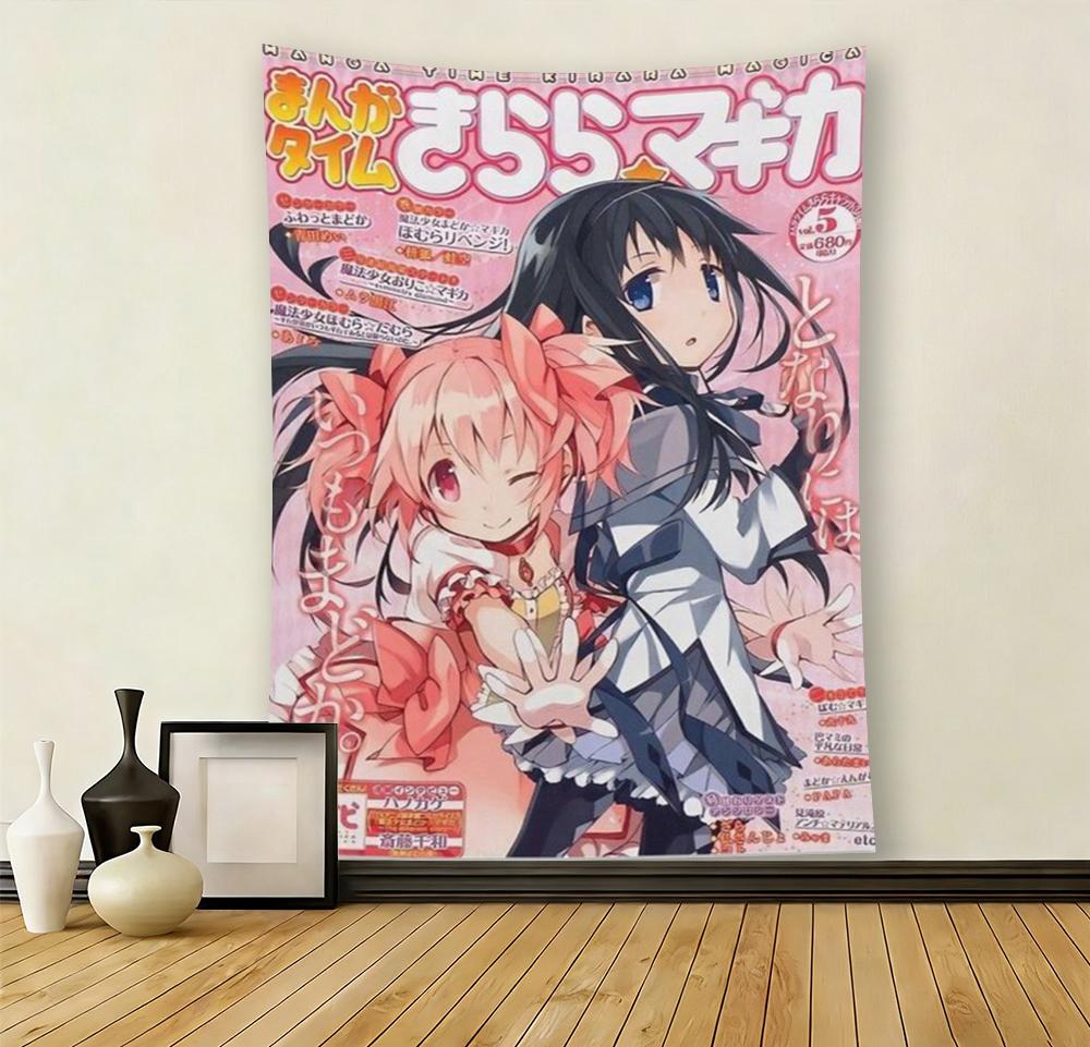 Тканевое панно Аниме Puella Magi Madoka Magica Эстетичный Декор Комнаты для Спальни Гостиной Офиса Плоская Печать