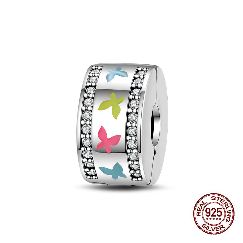 Fashion 100% 925 Sterling Silver Colorful Zircon Stars Moon Separator Charms Bead Fit Original Bracelet Fine DIY Jewelry