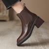 Women's Square Boots, Spring New Platform Short Boots, Black Versatile Martin Boots.