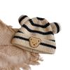 ins autumn and winter children's knitted hats, boys and girls, striped bear wool hats, curled melon rind warm hats