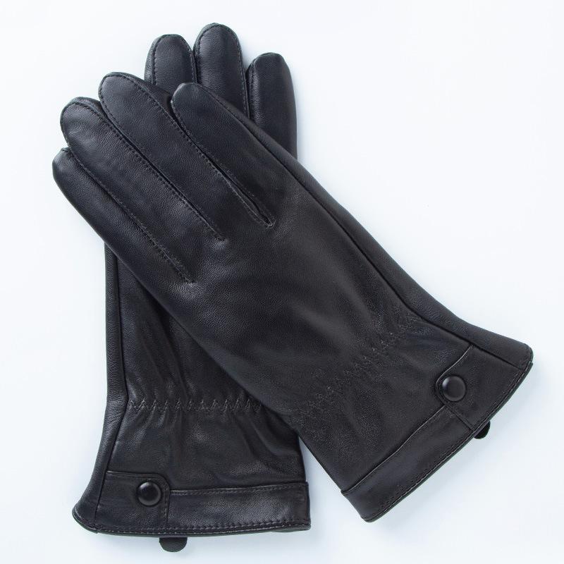 Осень и Зима Мода Натуральная Кожа Овчина Перчатки для Женщин с Бархатной Теплой Пряжкой для Ногтей Коралловый Бархат Сенсорный Экран Уличные Катание Вождение