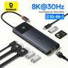 Baseus USB C ХАБ Двойной HDMI 8K 4K Адаптер 10-в-1 USB 3.2 10 Гбит/с Разветвитель с RJ45 SD TF Type C PD 100 Вт для MacBook Pro Air ХАБ