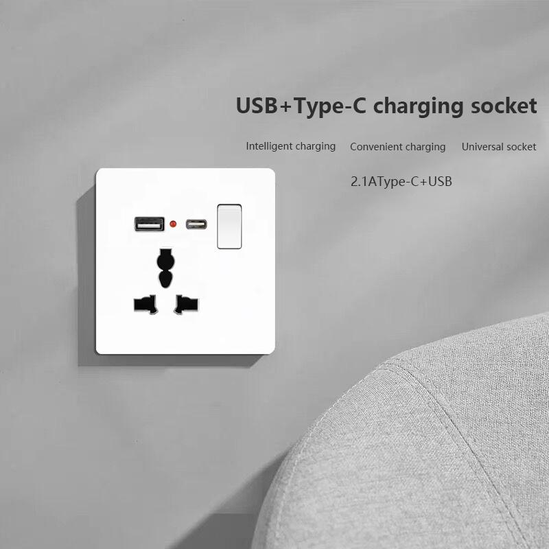 Стандартная розетка Великобритании 13А, двойная USB, вилка Type-C, настенная розетка, 1/2/3-клавишный двухпозиционный выключатель, белая универсальная 5-контактная настенная электрическая розетка