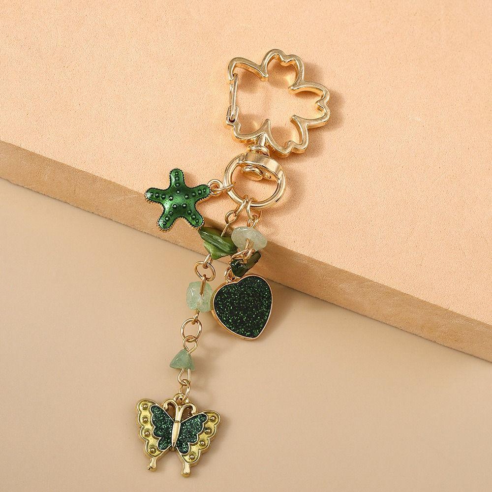 Hanger Enamel Butterfly Keychain DIY Heart Key Ring Cute Flower Pendant Women