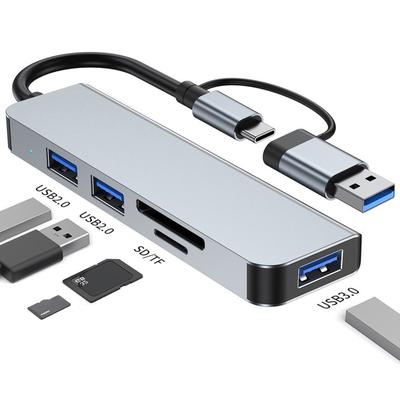 5-в-2 USB A и USB C концентратор док-станция Type-C многопортовый адаптер USB 3.0 быстрая передача данных SD TF