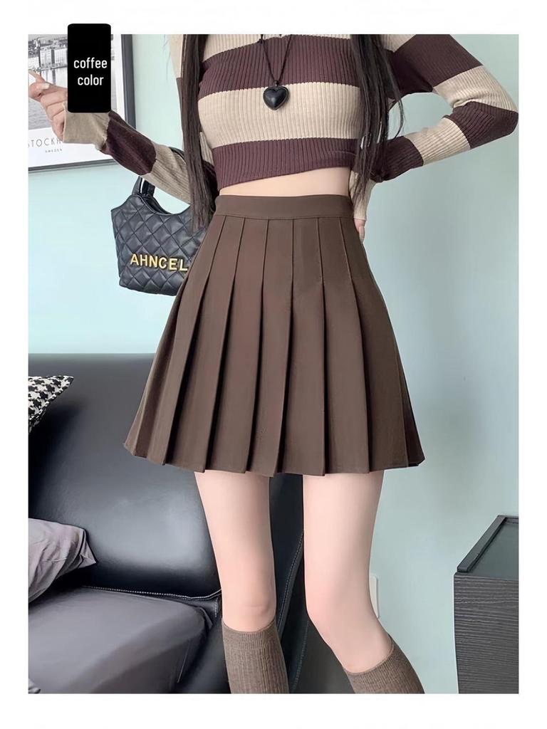 Маленькая юбка А-силуэта с высокой талией из смесовой шерсти с плиссировкой для осени/зимы