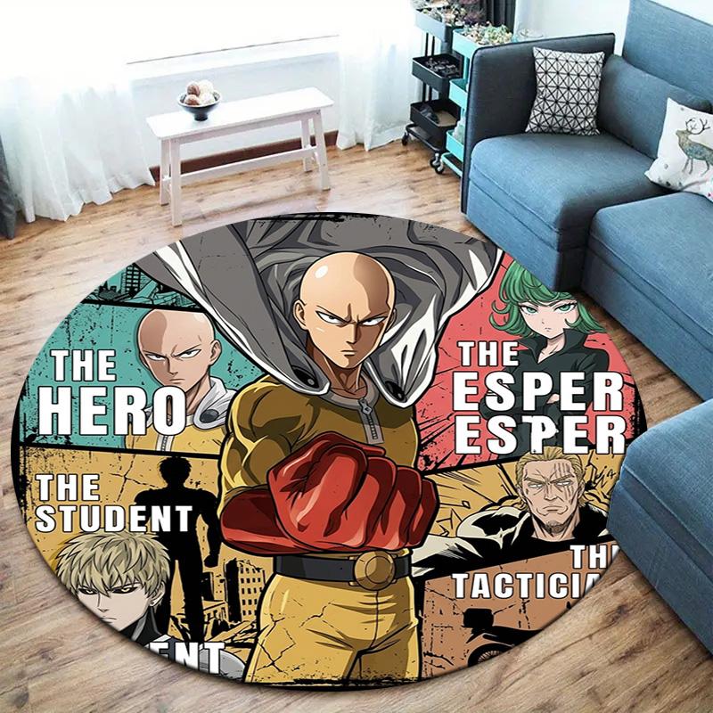 Onepunch Man Round Area Rug Carpet Rug For Living Room Bedroom Sofa Playroom Decor Nonslip Floor Mat