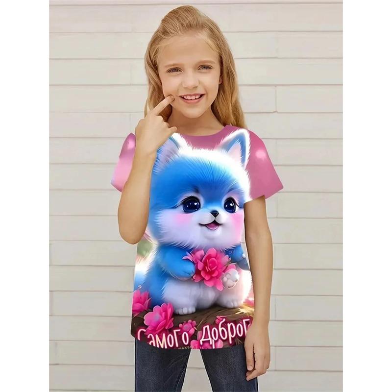 Футболка с коротким рукавом New Girl Garden Cats 3D Printing Trending New Tees For Kids Party Fun Daily T Shirt