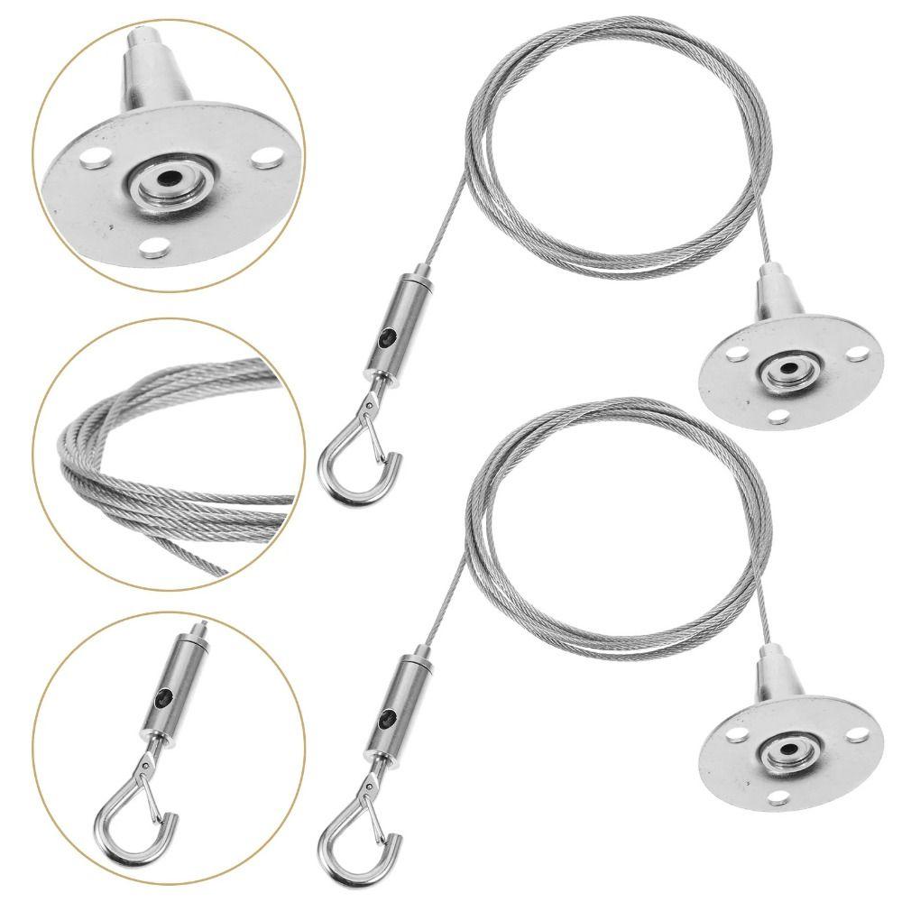 2Pcs Heavy Duty Suspension Steel Rope 1/2/3m Wall Mount Lanyard Picture Hanging Wire Billboard