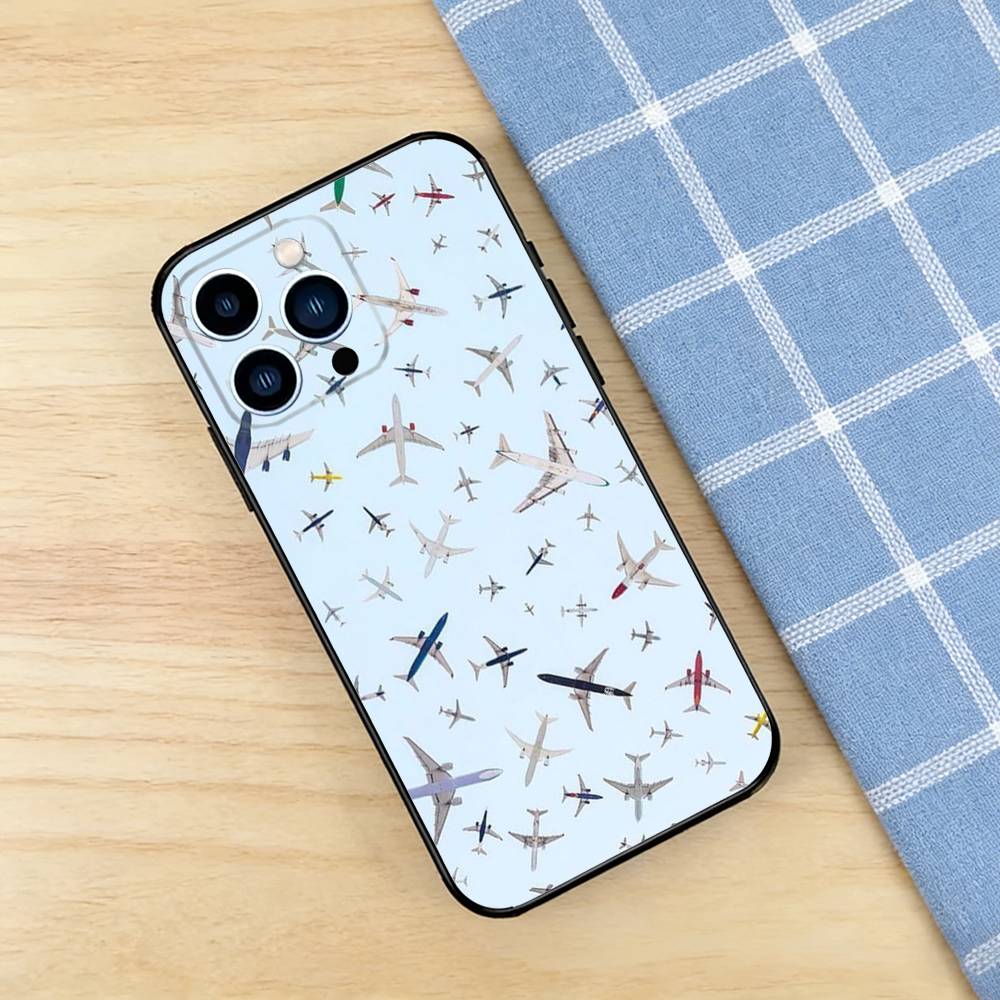 Premium Airplane Pattern Case For iPhone 17 16 15 14 13 12 11 Pro Max Air 8 7 Plus X XR XS Max X TPU Bumper