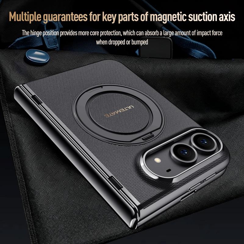Luxury PU Leather Case Rotating Magnetic Bracket Phone Case, for IPhone Ultra 18 Fold High-definition Privacy Screen Protector