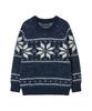 AWESOME STUDIO Nordic Snowflake Jacquard Round Knit Navy