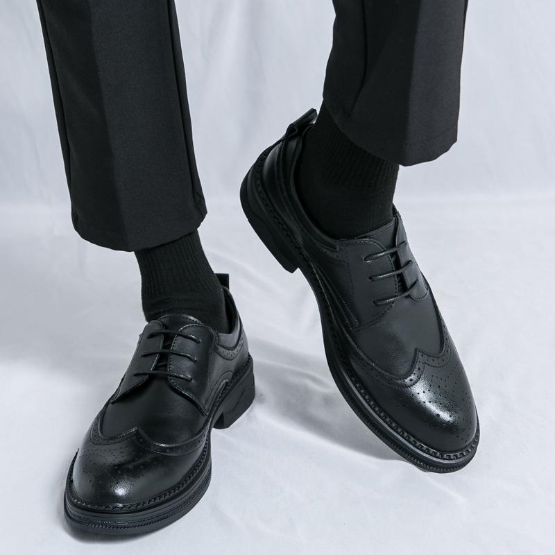 Весенне-осенние новые кожаные туфли Мужские броги Деловые туфли из кожи Мужские свадебные туфли для жениха