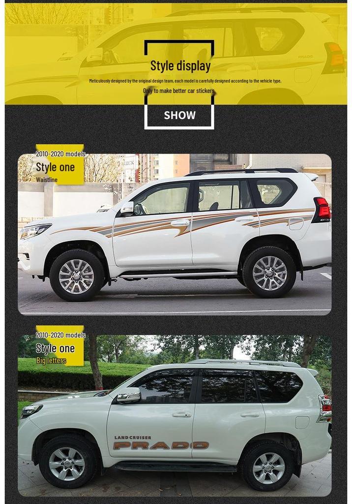 Toyota Prado 10-22 Модели Автомобильная Полоса на Кузов Наклейка на Поясную Линию.