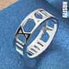 925 Sterling Silver Hollow Roman Numeral Ring Fashion Wedding Jewelry