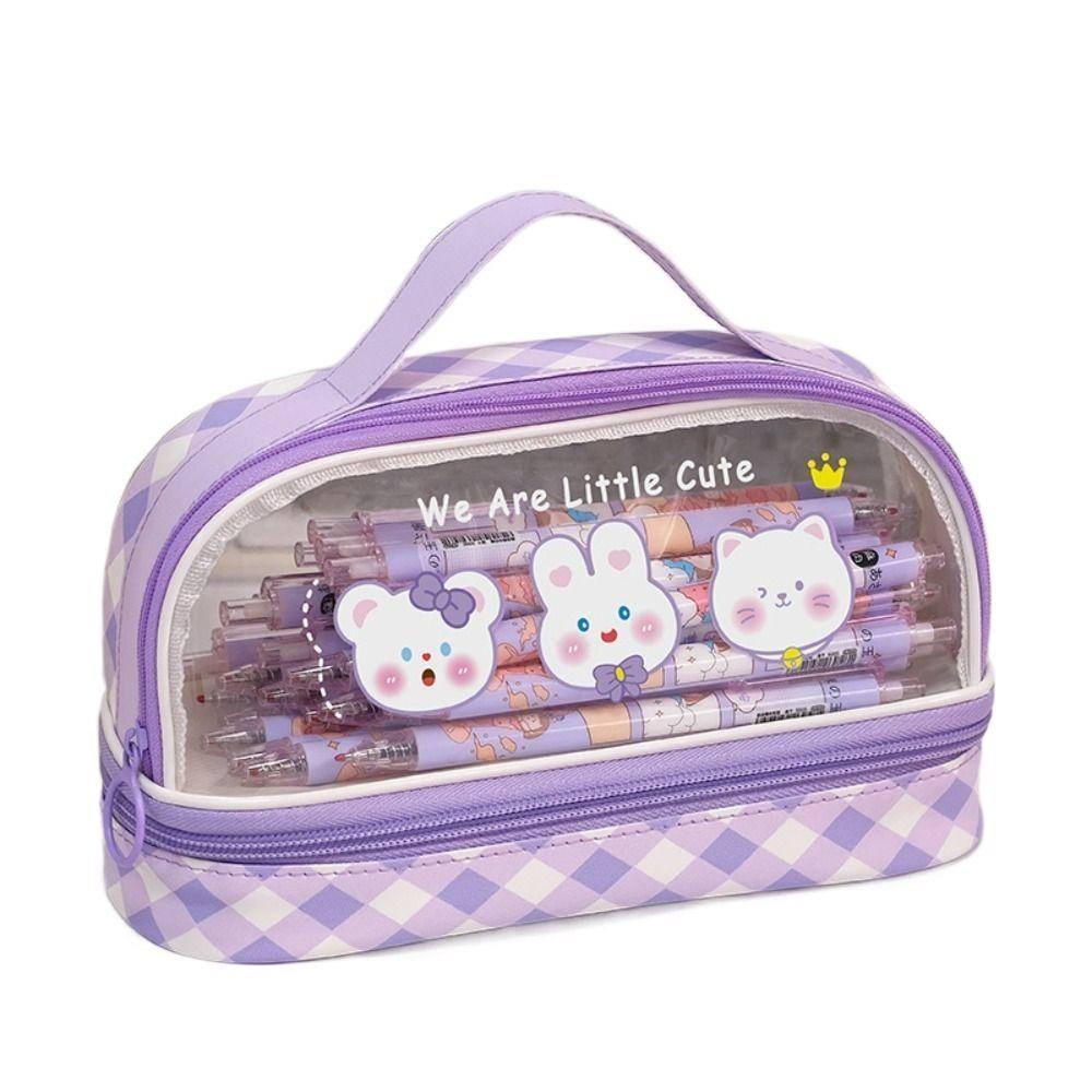 Прозрачная сумка для ручек из ПВХ, сумка для хранения ручек, милый органайзер для канцелярских принадлежностей для студентов