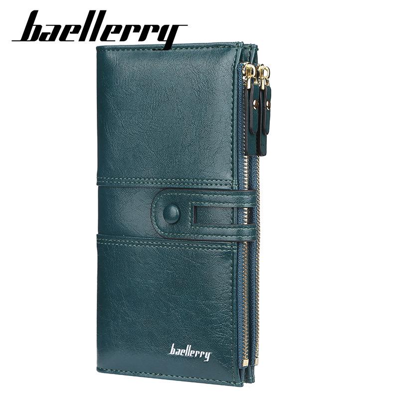 Baellerry Women's Long Wallet Snap Button Purse Multifunctional Billfold Fashion Cell Phone Bag Korean Style Zipper Coin Purse