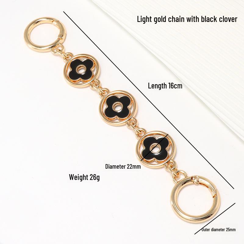 Съемный ремешок-цепочка для сумки 'Клевер на удачу' - Универсальный декоративный металлический аксессуар для сумки через плечо и рюкзака