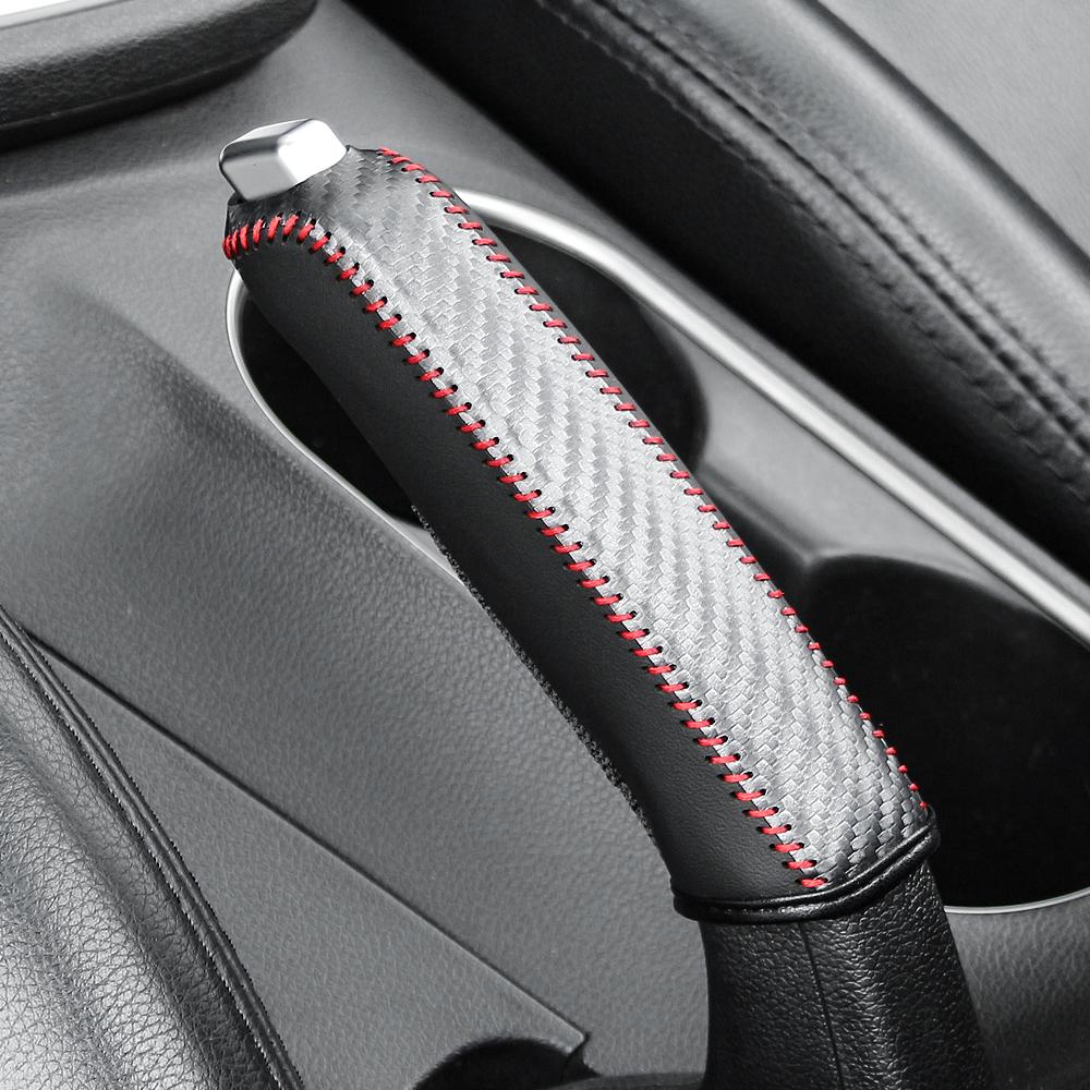Carbon Fiber Style Leather Gears Handbrake Cover Auto Interior for Mitsubishi Outlander ASX RVR Pajero Lancer Opel Astra H J G Mokka