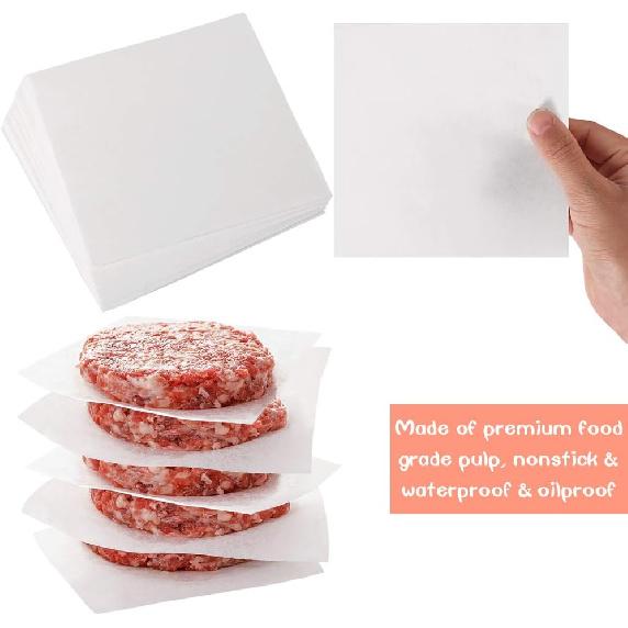Square Patty Paper 4x4 Inch, Set of 300, Non Stick Patty Paper Sheets for Burger Press, Patty Serperate and Cake Baking,Freezing and Caramel Candy