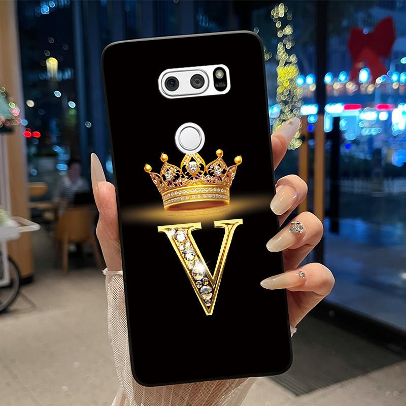 Чехол для телефона для LG V30/V30 Plus/V30S ThinQ/V35 ThinQ Мягкий силикон Красивый Модный Узор Корона Буква Черный Чехол Корпус