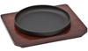 Stackable Steak Plate Grill Pan Iron Plate Round 15cm IH Compatible Natural Wood Wooden Stand Included