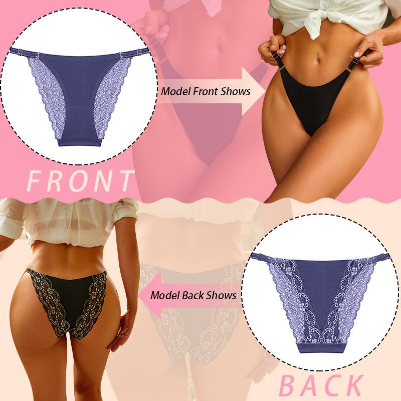 3PCS Sexy High Cut Breathable Panties V Waist Women Briefs Seamless Adjustable Strap Bikini Underwear for Women