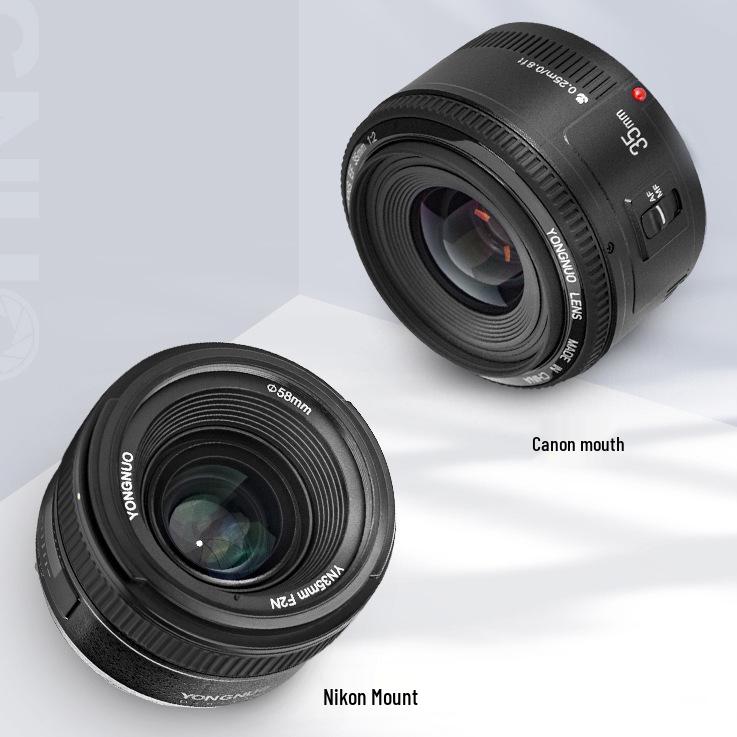 Широкоугольный светосильный объектив Yongnuo 35mm F2 для полнокадровых DSLR камер Canon EF и Nikon F с автофокусом