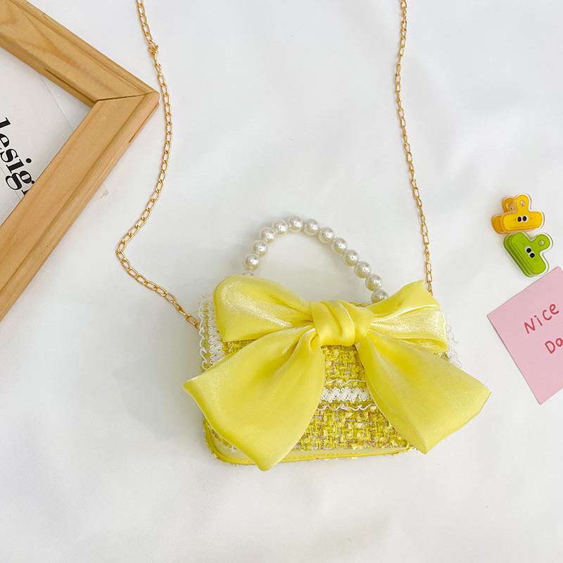 Девочки в стиле принцессы Шерстяная хлопковая сумочка с жемчужными деталями и украшением в виде бабочки на каждый день