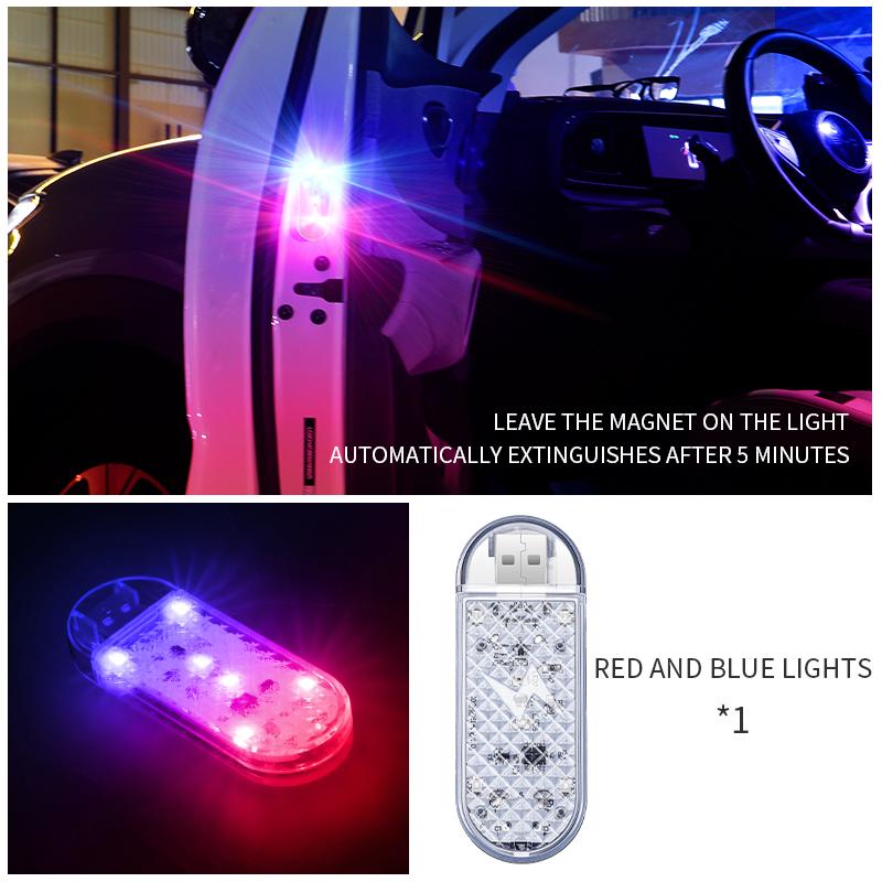 2/4PCS Car Door Warning Strobe Light USB LED Ambient Light Wireless Foot Light Mini Decoration Environment Light Atmosphere Lamp