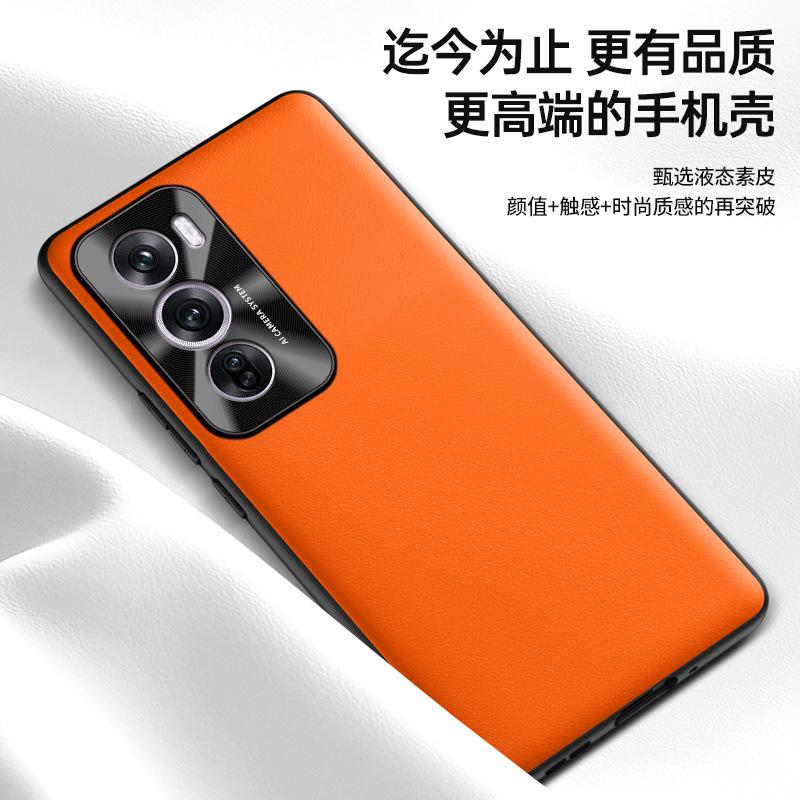 Защитный чехол из жидкой кожи для Oppo Reno 12 Pro — конструкция, защищающая от падений, поставка в цельном виде.