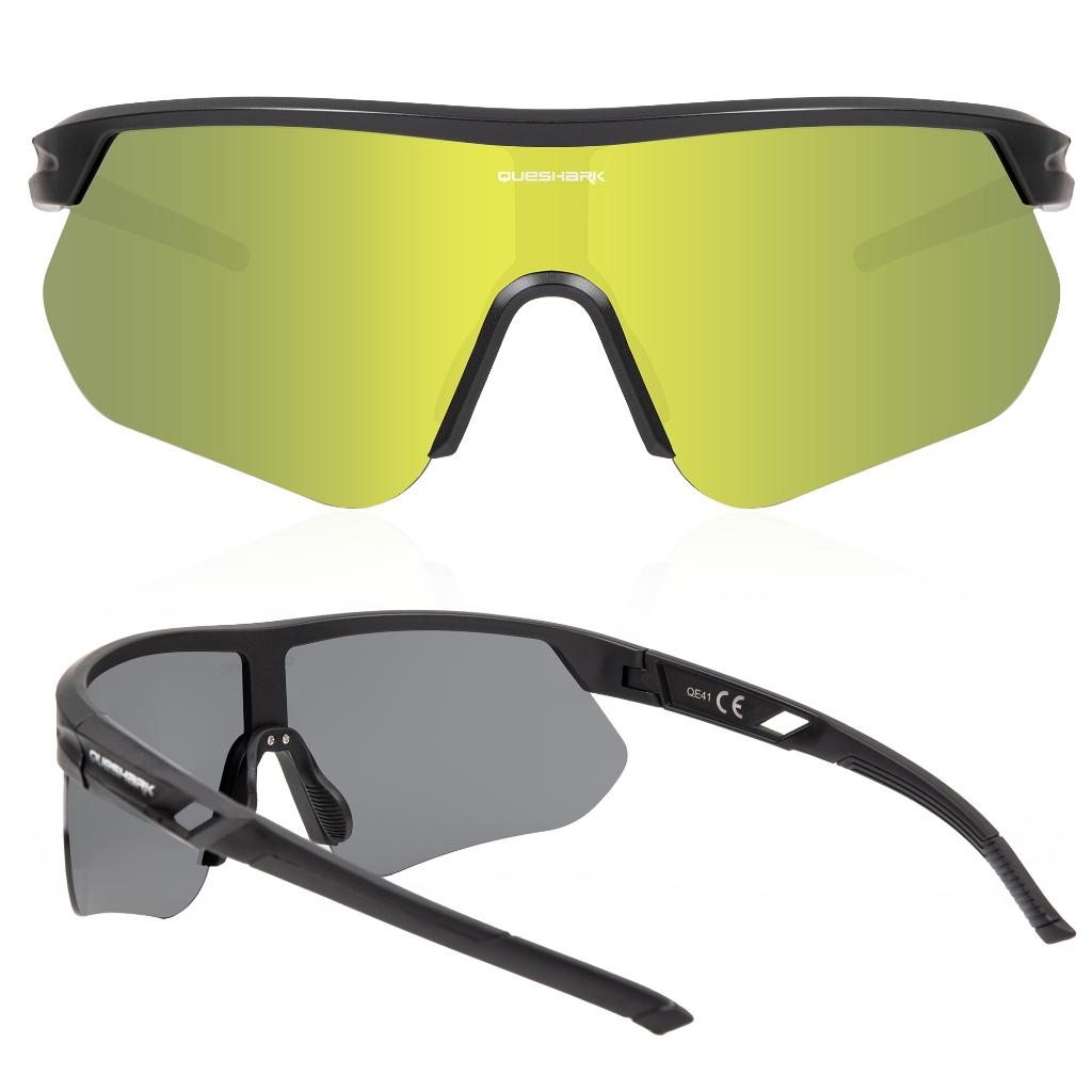 QUESHARK взрослые HD Clarity Линзы Полная защита от ультрафиолета UV400 и бликов Солнцезащитные очки для велоспорта Спортивные очки для горного велосипеда Очки для езды на шоссейном велосипеде