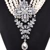 European & American Multi-Layer Pearl Crystal Water Drop Pendant Necklace - Trendy and Bold Design