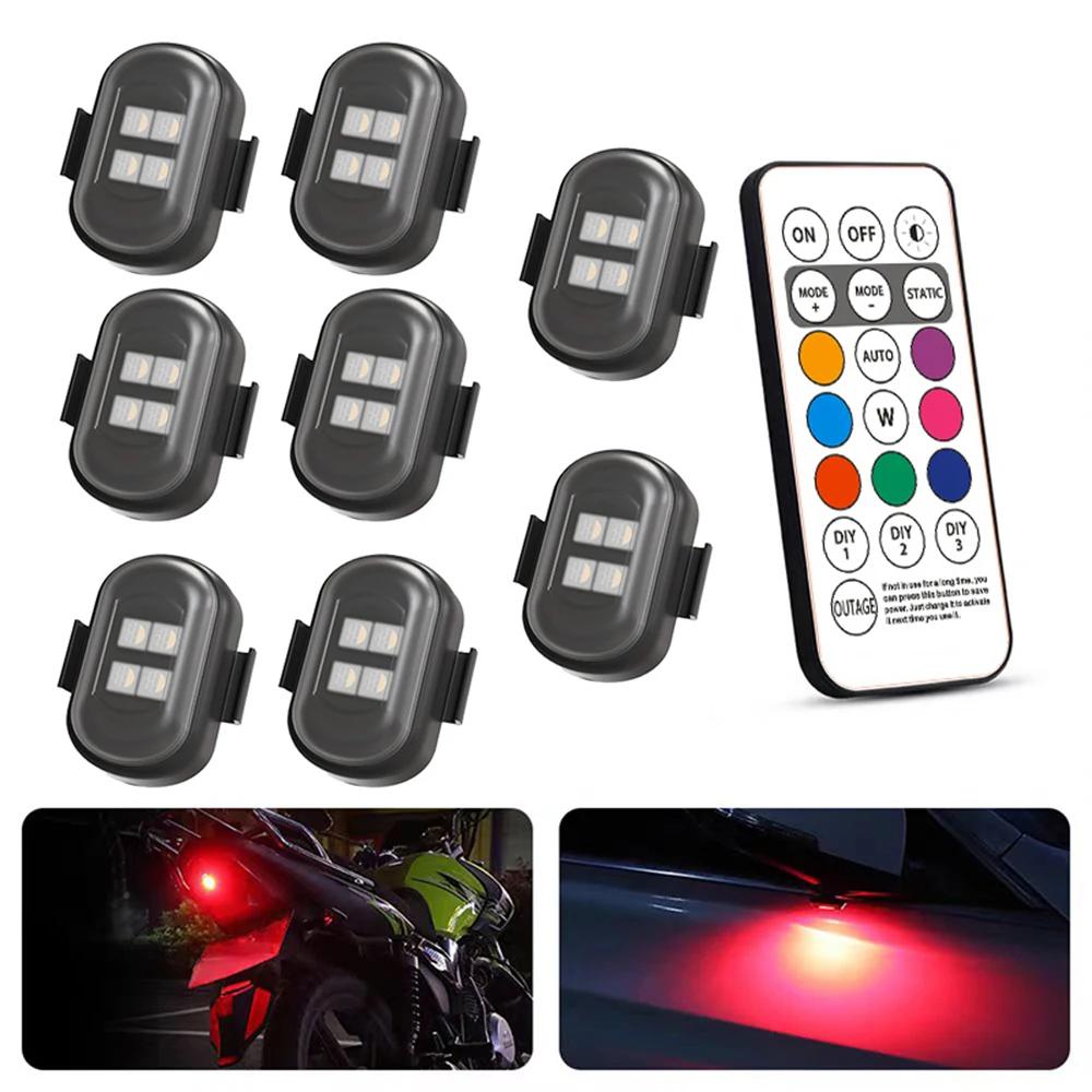 RGB Светодиодные стробоскопы для автомобиля Мотоциклетные светодиодные мигающие габаритные огни Беспроводной свет Авиационные предупреждающие огни Аксессуары