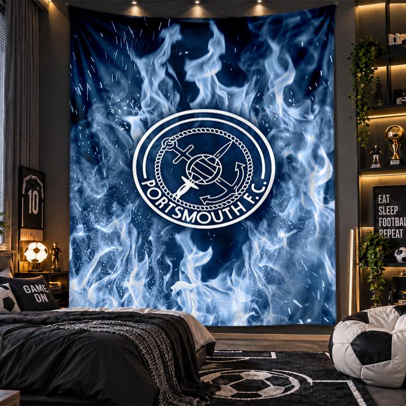 Wall Hanging Tapestry Portsmouth FC Print Cloth for Living Room Bedroom Home Decor