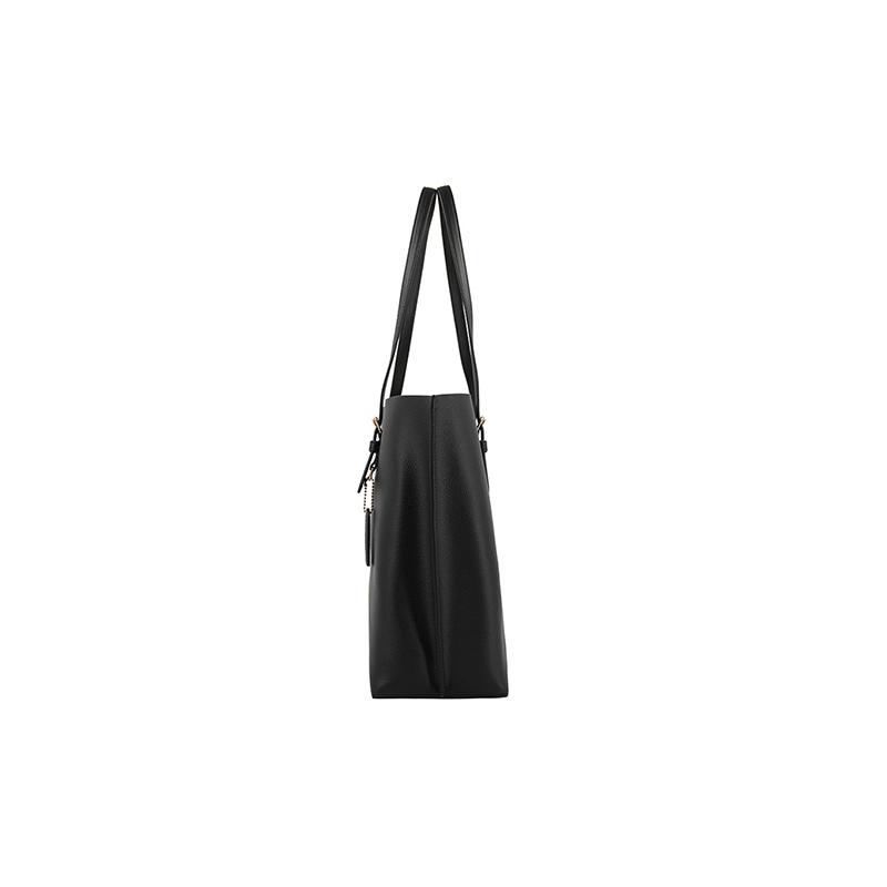 Coach Mollie Fashion Однотонная Кожаная Сумка-тоут с Металлической Декорацией Логотипа Сумка-тоут Сумка для покупок Сумка через плечо 34 Женская Черный