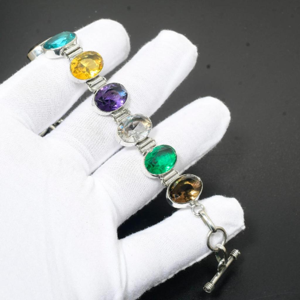 Разноцветный браслет, Браслет из стерлингового серебра 925 пробы, Свадебный браслет, Подарки на годовщину, Подарки для нее, Ювелирные изделия для женщин, Подарки для девочек