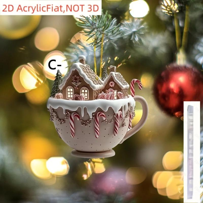 2D плоская рождественская снежная хижина, шоколадная кружка, акриловая декоративная табличка, домашний декор, подвесная настенная картина, декоративное украшение для сада, для комнаты, дверная табличка