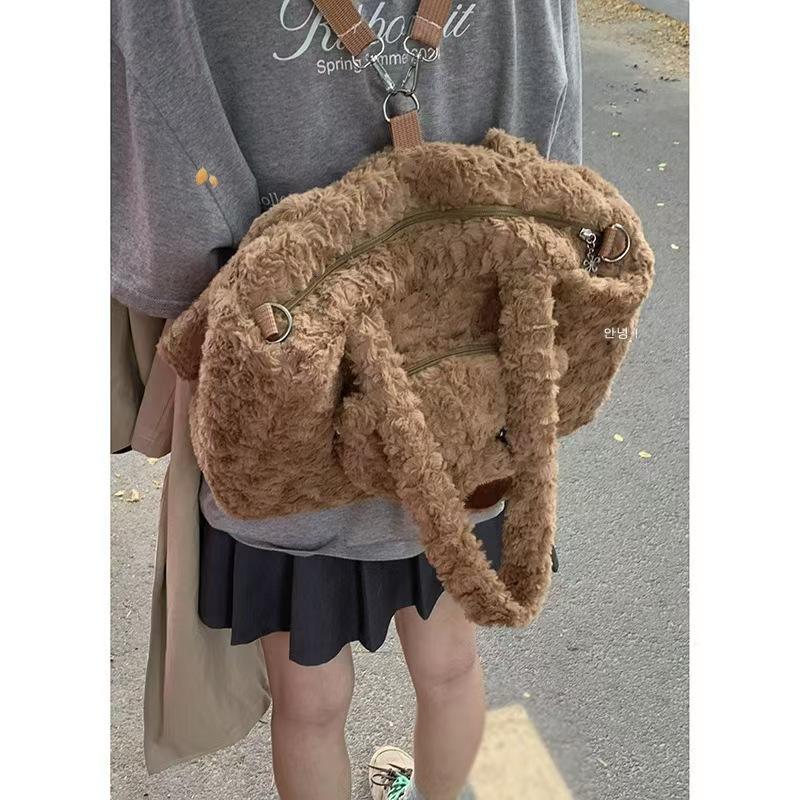 Барселона Медведь Сумка-тоут Рюкзак Сумка через плечо Мультяшная Плюшевая Милая Сумка-тоут Девочки Большая Вместимость Сумка для куклы