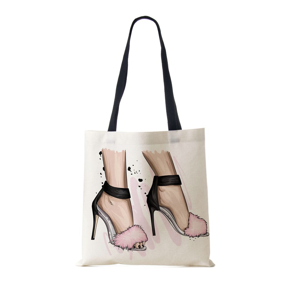 Сумка-тоут через плечо Gril Женская 2022 Многоразовая с принтом Харадзюку Повседневная Холщовая Сумка-шоппер Складная Дорожная Школьная Сумка для Книг Пляжная сумка CLE