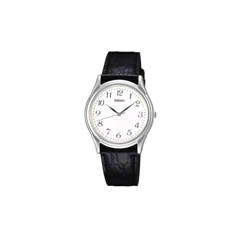 Seiko SELECTION 30 метров водонепроницаемые Мужские часы на кожаном ремешке с кварцевым механизмом белый циферблат SBTB005
