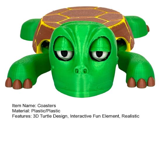 Turtle Coasters 3D Printed Funny Crushed Sea Turtle Coasters Coastal Ocean Beach Decor Gift for Home Office Parties