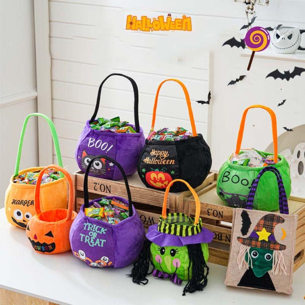 Gifts Pouch Pumpkin Candy Bucket Trick or Treat Stuffed Cotton Tote Bags Festival