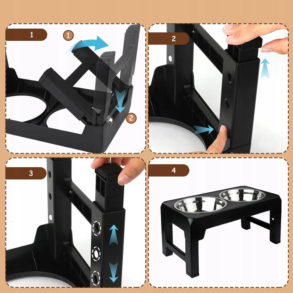 Double bowl on a stand that slows down eating FOR DOGS, adjustable 3in1