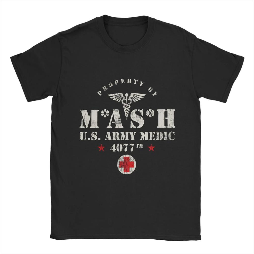 Men's MASH 4077 T Shirts Cotton Clothes Awesome Short Sleeve Crew Neck Tees Plus Size T-Shirts